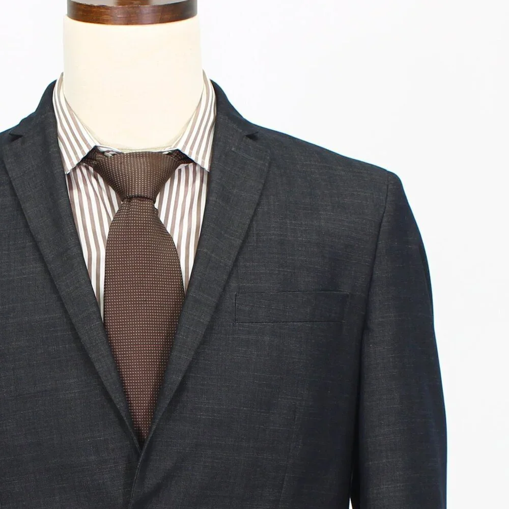 Perry Ellis 40R Gray Solid 2-Button Sport Coat Blazer Jacket G936
